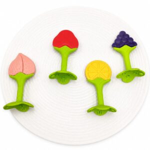 (Pack of 4) Silicone Baby's Teether in different fruits. (BPA Free)