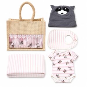 Newborn Baby Gift Set of 4 items for (newborn to 3 months) white and pink