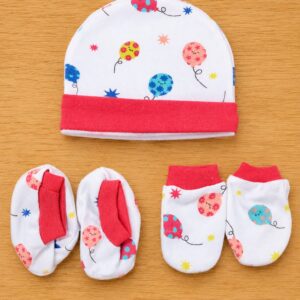 Baby's (cap, mittens, booties set) Red