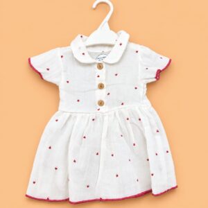 Crinkled Muslin Baby Girl Frock.(0-3months)