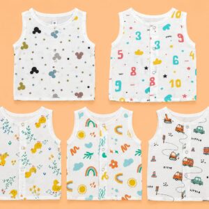 (Pack of 5) Muslin jabla Set. (Multi colour)