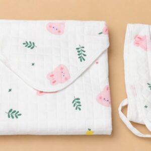 Baby's Muslin Hooded Towel (printed comforter for all season) white