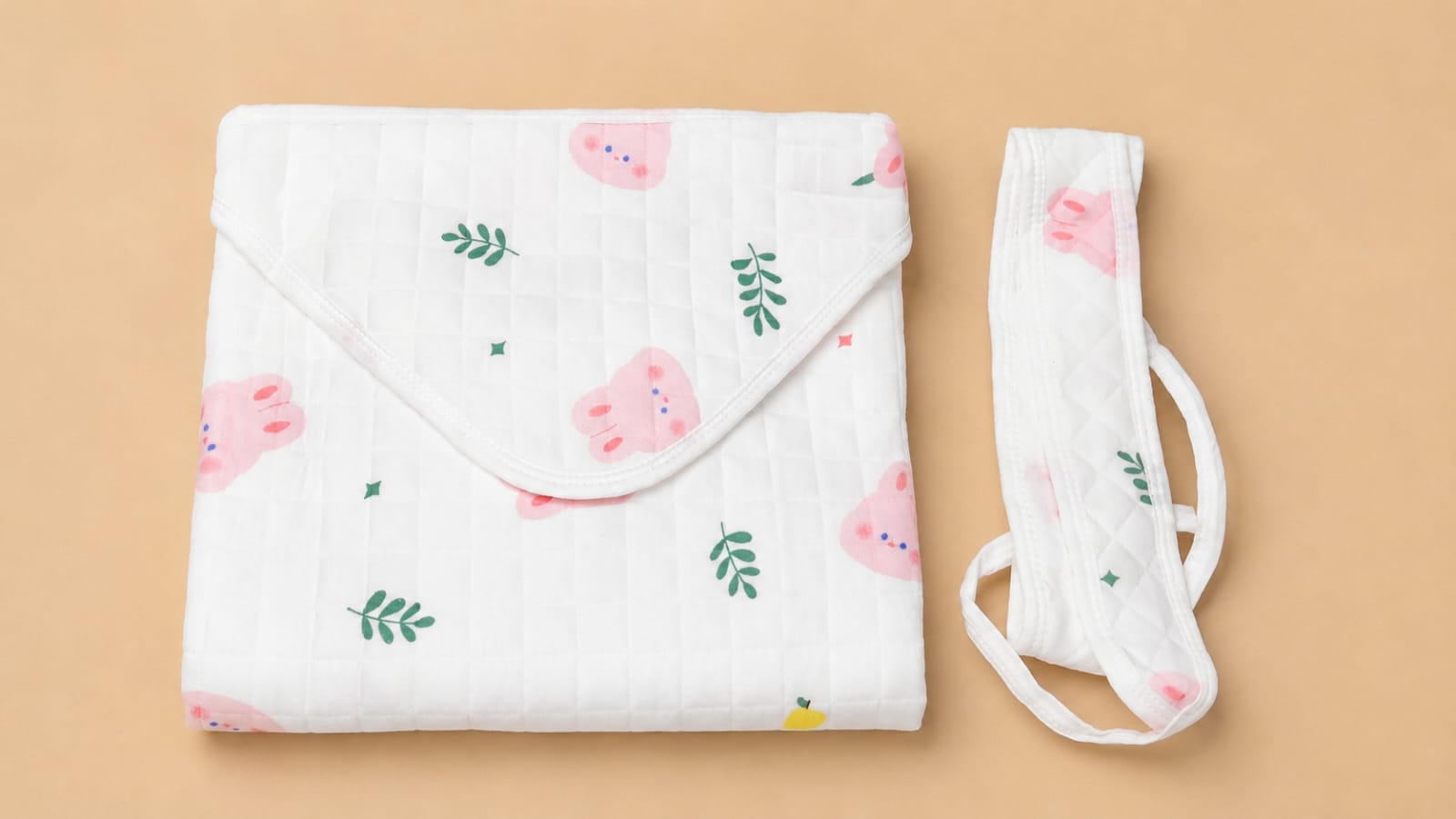 Baby's Muslin Hooded Towel (printed comforter for all season) white