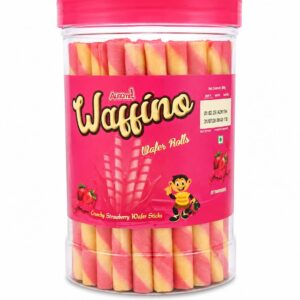 WAFFINO WAFFER ROLLS STICKS STRABERRY (வாஃபினோ ஸ்ட்ராபெரி வேஃபர் ரோல் ஸ்டிக்ஸ்)